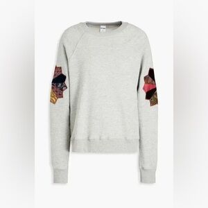 RE/DONE Appliquéd Cotton Fleece Sweatshirt in Gray M